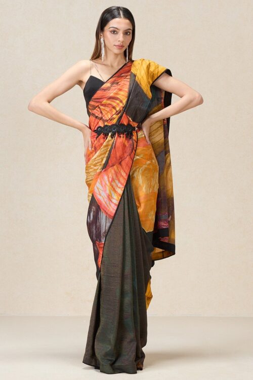 Abstract Printed Liva Saree