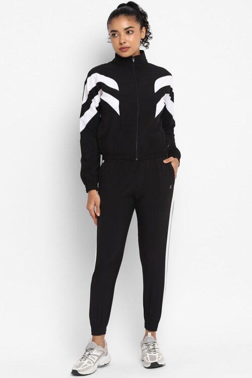 Black & White Colourblocked Stand Collar Tracksuit