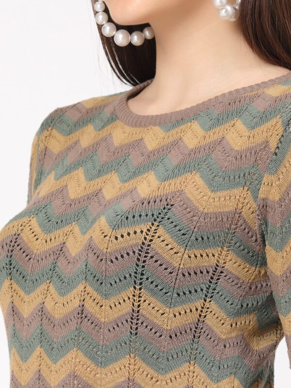 Women Geometric Print Cotton Crochet Top - Image 3