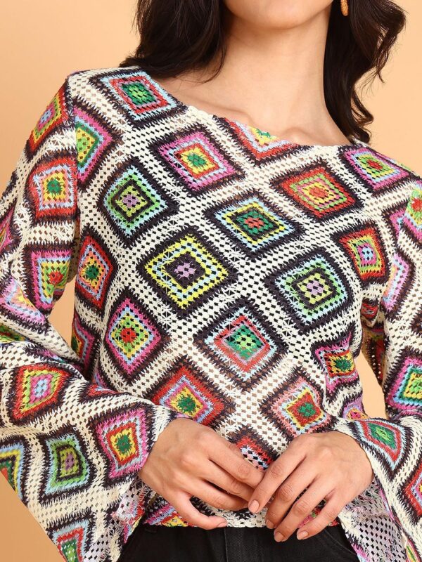 Geometric Crochet Crop Top - Image 2