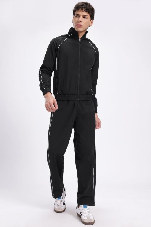 Raglan Sleeves Mock Collar Jacket with Track Pants
