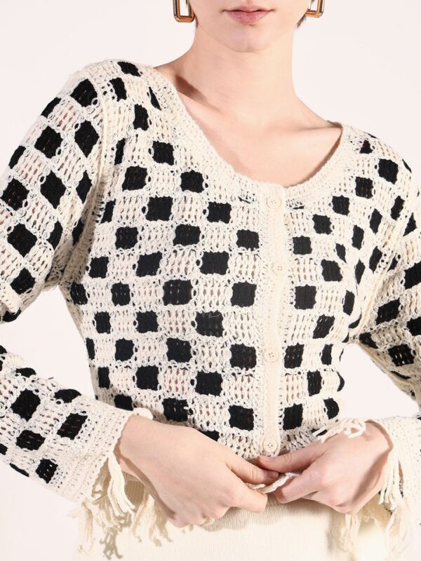 Women Geometric Crochet Top - Image 2