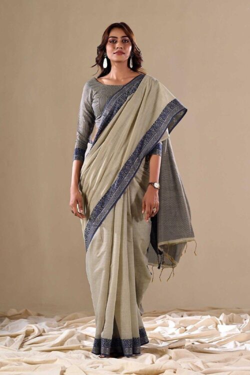 Grey Pure Cotton Sarees