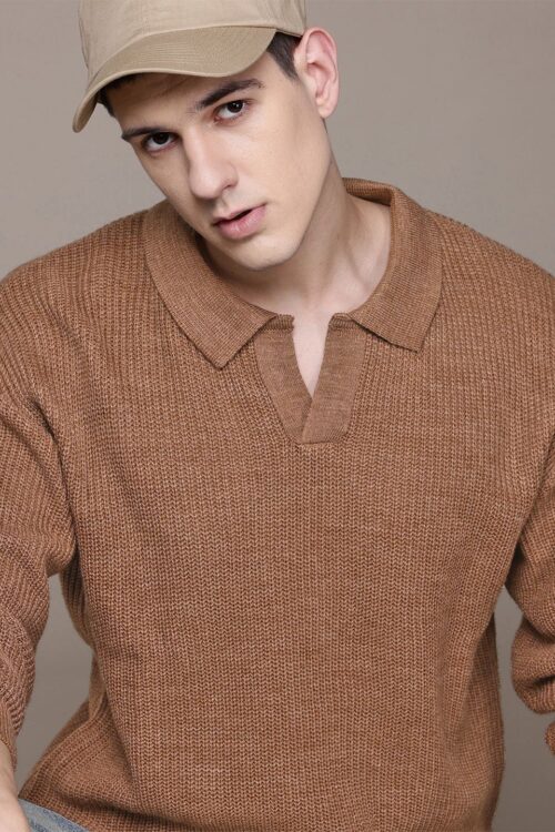 The Lifestyle Co. Polo Collar Ribbed Sweaters