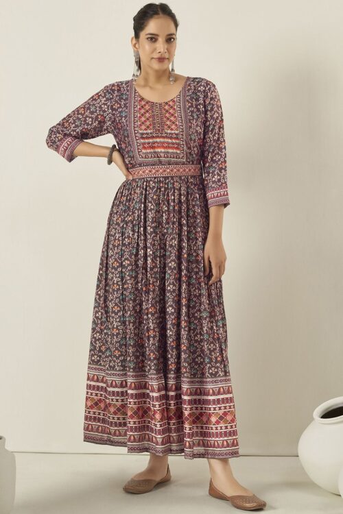 Printed Anarkali Ethnic Dress With Belt (Copy)