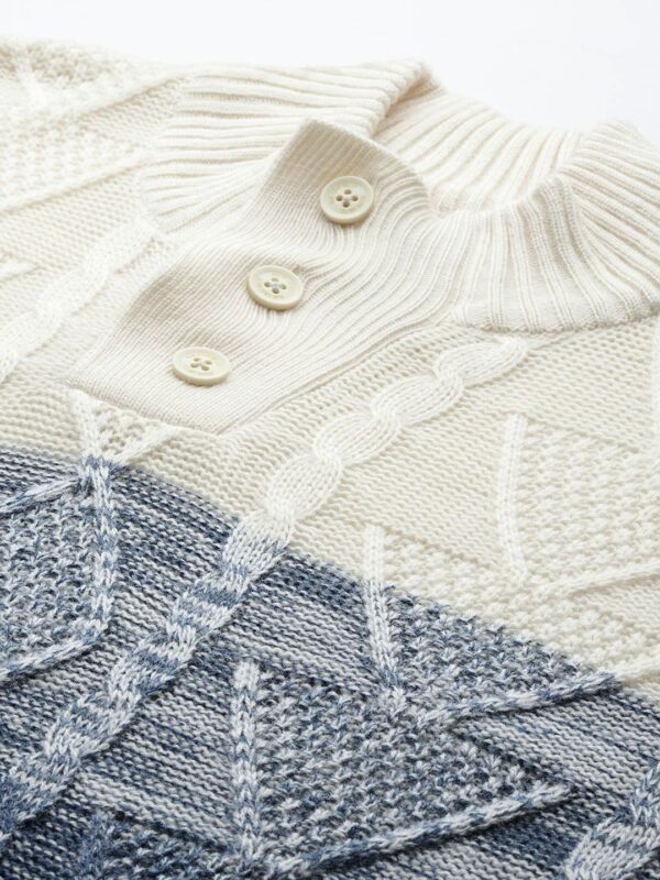 Men Cable Knit Colourblocked Pullover - Image 3