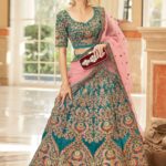 Embroidered Sequinned Velvet Semi-Stitched Lehenga & Unstitched Blouse With Dupatta