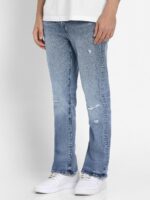 Men Bootcut Low Distress Light Fade Jeans - Image 2