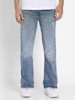 Men Bootcut Low Distress Light Fade Jeans